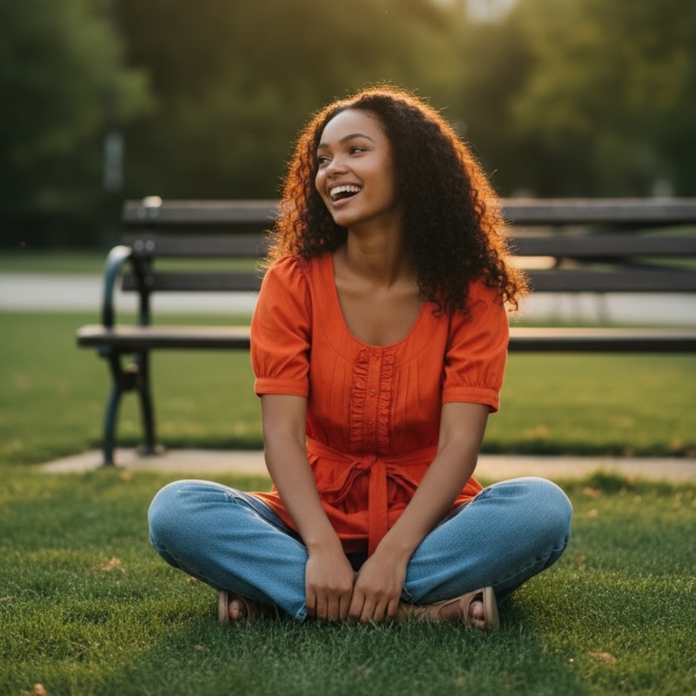 Orange Short Sleeve Tie Waist Blouse